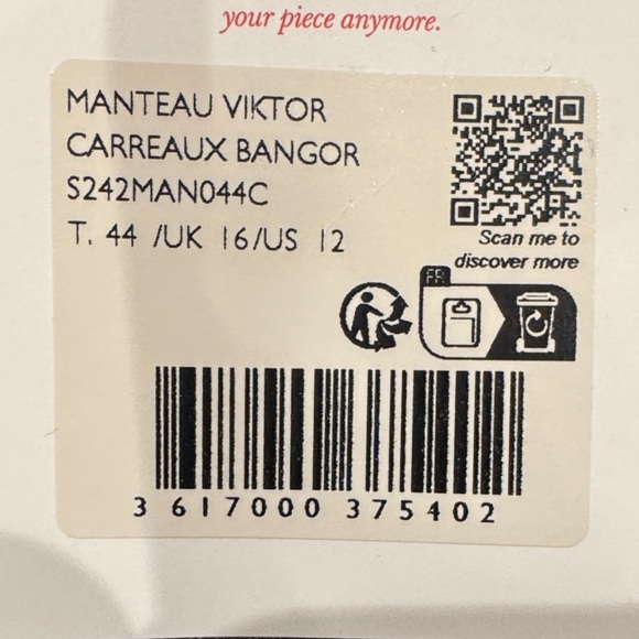 Sezane (Viktor coat) Black and White Checkered Coat - Picture 6 of 6